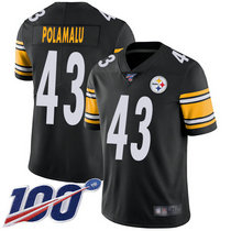 Youth Nike Pittsburgh Steelers #43 Troy Polamalu 100th Season Black Vapor Untouchable Limited Authentic Stitched NFL Jersey