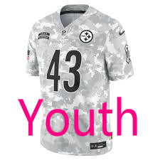 Youth Nike Pittsburgh Steelers #43 Troy Polamalu 2024 salute to service Authentic Stitched NFL Jersey