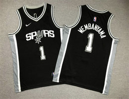 Youth Nike San Antonio Spurs #1 Victor Wembanyama Black Authentic Stitched NBA Jersey