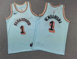 Youth Nike San Antonio Spurs #1 Victor Wembanyama Light Blue 2025 City Jersey