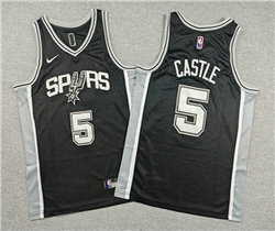 Youth Nike San Antonio Spurs #5 Stephon Castle Black Authentic Stitched NBA Jersey