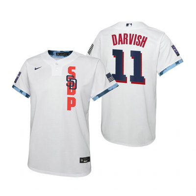 Youth Nike San Diego Padres #11 Yu Darvish 2021 All star White Game Authentic Stitched MLB Jersey