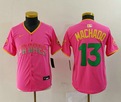 Youth Nike San Diego Padres #13 Manny Machado Pink Joint Authentic Stitched MLB Jersey