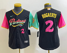 Youth Nike San Diego Padres #2 Xander Bogaerts Black City #2 in front Authentic Stitched MLB Jersey