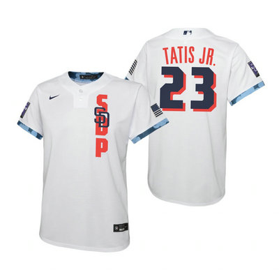 Youth Nike San Diego Padres #23 Fernando Tatis Jr. 2021 All star White Game Authentic Stitched MLB Jersey