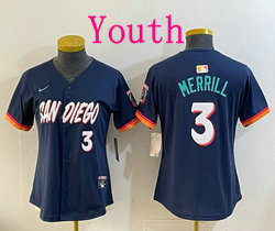 Youth Nike San Diego Padres #3 Jackson Merrill Obsidian 2026 City MLB Jersey