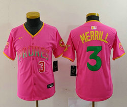 Youth Nike San Diego Padres #3 Jackson Merrill Pink Joint Authentic Stitched MLB Jersey