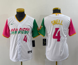 Youth Nike San Diego Padres #4 Blake Snell White 2022 City 4 in front Authentic Stitched MLB Jersey