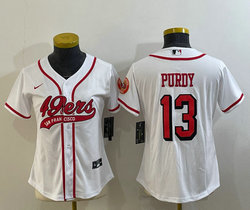 Youth Nike San Francisco 49ers #13 Brock Purdy White Joint Logo Stitched baseball jersey