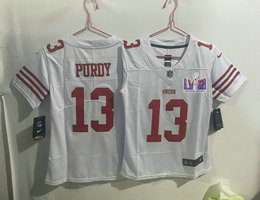 Youth Nike San Francisco 49ers #13 Brock Purdy White With 2024 Super Bowl (LVIII ) patch Jersey
