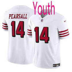 Youth Nike San Francisco 49ers #14 Ricky Pearsall New White 2024 Draft F.U.S.E Football Jersey