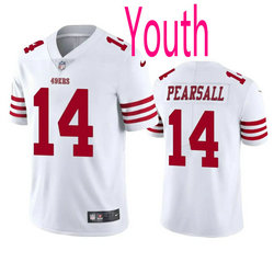 Youth Nike San Francisco 49ers #14 Ricky Pearsall White 2024 Draft Vapor Untouchable Football Jersey
