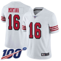 Youth Nike San Francisco 49ers #16 Joe Montana 100th Season White Vapor Untouchable Authentic Stitched NFL Jersey
