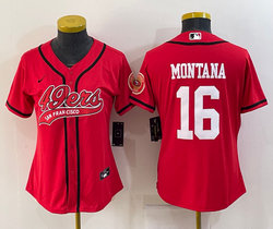 Youth Nike San Francisco 49ers #16 Joe Montana Red Joint Authentic Stitched baseball jersey