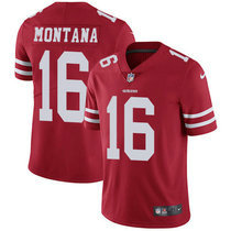 Youth Nike San Francisco 49ers #16 Joe Montana Red Vapor Untouchable With Team Patch Authentic Stitched NFL Jersey