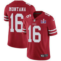 Youth Nike San Francisco 49ers #16 Joe Montana Red With 2024 Super Bowl (LVIII ) patch Jersey