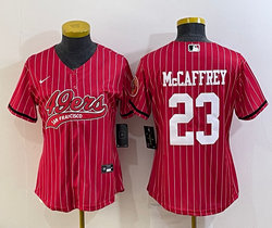 Youth Nike San Francisco 49ers #23 Christian McCaffrey Red Stripe Joint Big Logo baseball jersey