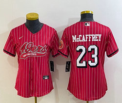 Youth Nike San Francisco 49ers #23 Christian McCaffrey Red Stripe Joint Stitched baseball jersey