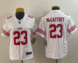 Youth Nike San Francisco 49ers #23 Christian McCaffrey White 2023 F.U.S.E Authentic Stitched NFL Jersey
