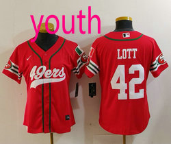 Youth Nike San Francisco 49ers #42 Ronnie Lott Red Joint Mexico Authentic Stitched baseball jersey