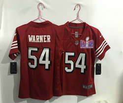 Youth Nike San Francisco 49ers #54 Fred Warner Red have the black outline With 2024 Super Bowl (LVIII ) patch Jersey