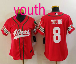 Youth Nike San Francisco 49ers #8 Steve Young Red Joint Mexico Authentic Stitched baseball jersey