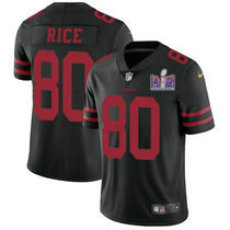 Youth Nike San Francisco 49ers #80 Jerry Rice Black With 2024 Super Bowl (LVIII ) patch Jersey