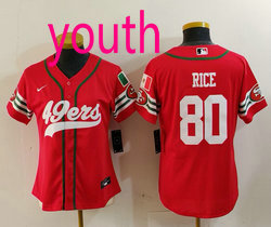 Youth Nike San Francisco 49ers #80 Jerry Rice Red Joint Mexico Authentic Stitched baseball jersey