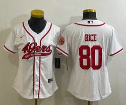 Youth Nike San Francisco 49ers #80 Jerry Rice White Joint Logo Stitched baseball jersey
