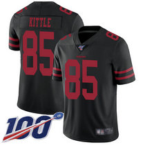 Youth Nike San Francisco 49ers #85 George Kittle 100th Season Black Vapor Untouchable With Team Patch Authentic Stitched NFL Jersey