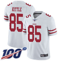 Youth Nike San Francisco 49ers #85 George Kittle 100th Season White Vapor Untouchable With Team Patch Authentic Stitched NFL Jersey