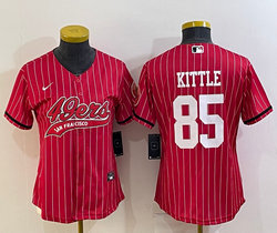 Youth Nike San Francisco 49ers #85 George Kittle Red Stripe Joint Big Logo baseball jersey