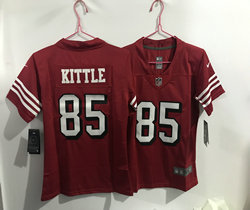 Youth Nike San Francisco 49ers #85 George Kittle Red have the black outline Authentic stitched NFL jersey
