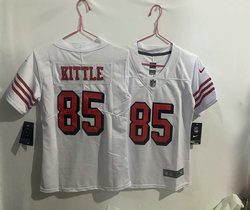Youth Nike San Francisco 49ers #85 George Kittle White have the black outline Authentic stitched NFL jersey