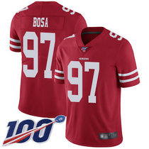 Youth Nike San Francisco 49ers #97 Nick Bosa 100th Season Red Vapor Untouchable With Team Patch Authentic Stitched NFL Jersey