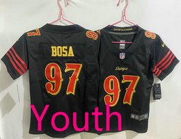 Youth Nike San Francisco 49ers #97 Nick Bosa Black 2025 Authentic stitched NFL jersey