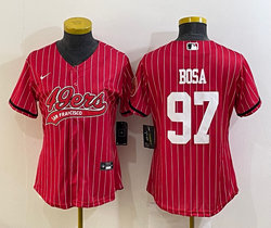 Youth Nike San Francisco 49ers #97 Nick Bosa Red Stripe Joint Big Logo baseball jersey