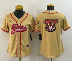Youth Nike San Francisco 49ers Yellow Joint Big Logo Authentic Stitched baseball jersey