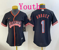 Youth Nike San Francisco Giants #1 Luis Arraez Black 2026 Stadium MLB Jersey