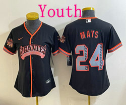 Youth Nike San Francisco Giants #24 Willie Mays Black 2026 Stadium MLB Jersey