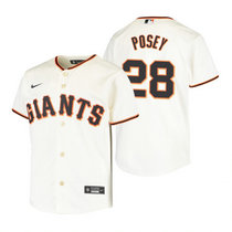 Youth Nike San Francisco Giants #28 Buster Posey Cream Game Authentic Stitched MLB Jersey