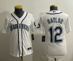 Youth Nike Seattle Mariners #12 Josh Naylor White Authentic Stitched MLB jersey