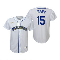 Youth Nike Seattle Mariners #15 Kyle Seager White Cooperstown Collection Game Authentic Stitched MLB jersey