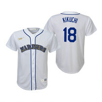 Youth Nike Seattle Mariners #18 Yusei Kikuchi White Cooperstown Collection Game Authentic Stitched MLB jersey