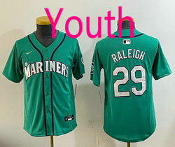Youth Nike Seattle Mariners #29 Cal Raleigh Green Authentic Stitched MLB jersey