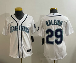Youth Nike Seattle Mariners #29 Cal Raleigh White Authentic Stitched MLB jersey