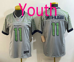 Youth Nike Seattle Seahawks #11 Jaxon Smith-Njigba 2025 Gray Rivalries Stitched Football Jersey