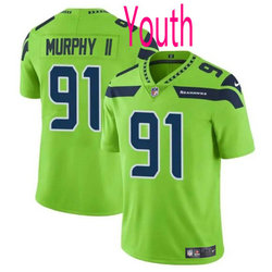 Youth Nike Seattle Seahawks #91 Byron Murphy II Green 2024 Draft Vapor Untouchable Football Jersey