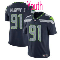 Youth Nike Seattle Seahawks #91 Byron Murphy II Navy 2024 Draft Vapor Untouchable Football Jersey