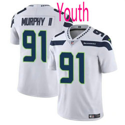 Youth Nike Seattle Seahawks #91 Byron Murphy II White 2024 Draft Vapor Untouchable Football Jersey